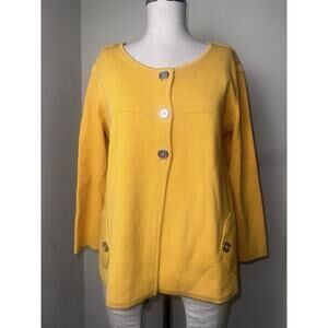AMBER SUN GOLD YELLOW SWEATER BLAZER JACKET KNIT CAREER BUSINESS Sz Med